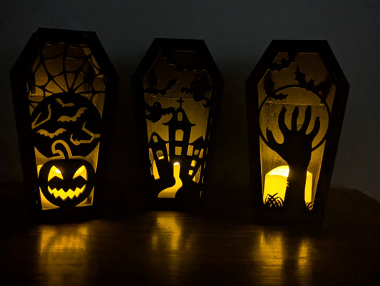 Halloween Tea light display - Coffin