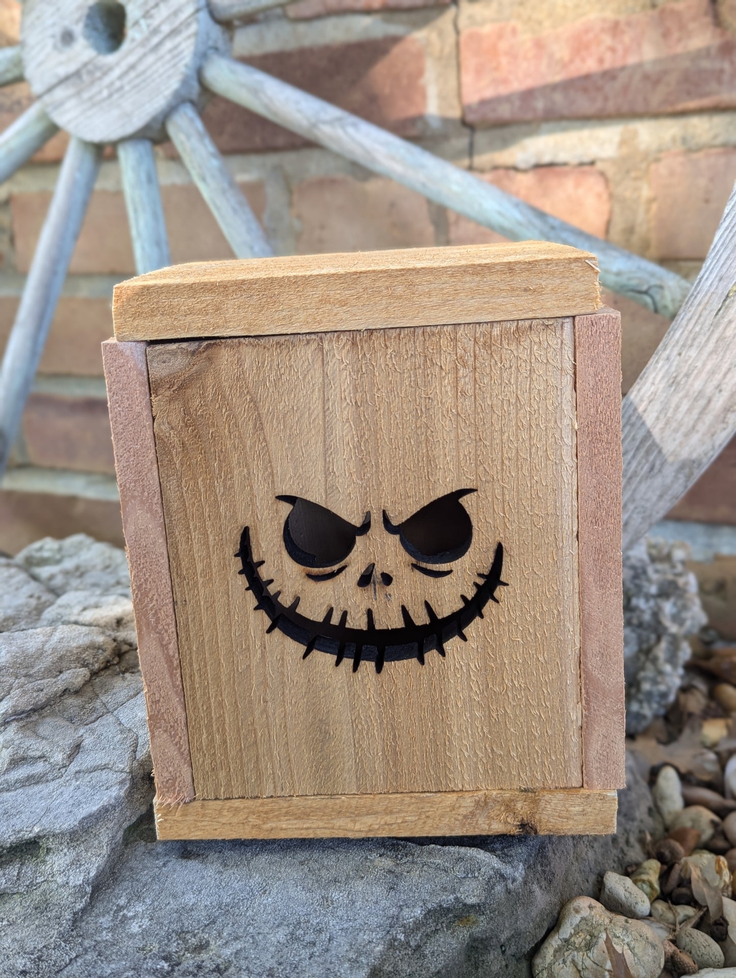 Rough cut cedar Jack O Lanterns