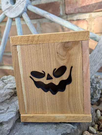 Rough cut cedar Jack O Lanterns