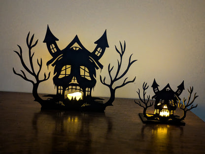 Halloween Tea light display - Skull House