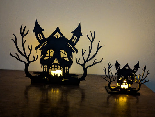 Halloween Tea light display - Skull House